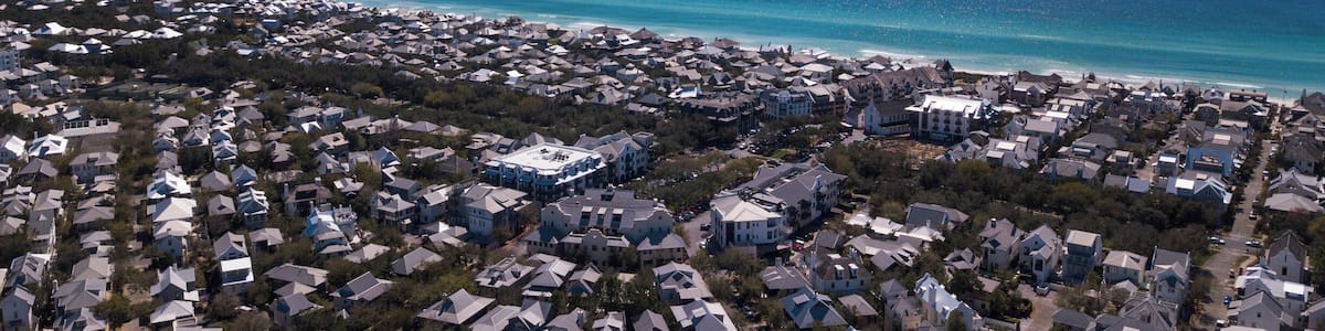 Drone photo of Rosemary Beach, FL.