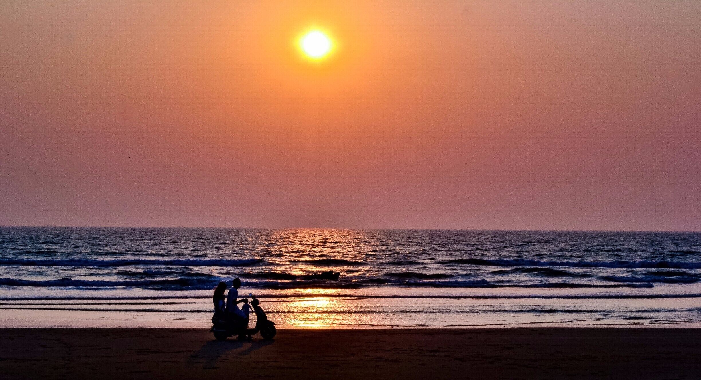Evanescent evening in Goa. Love this silhouette of the scooter couple driving along the beach as the sun sets. Couldn't be more romantic #relationshipgoals #BeachBound #ashvembeach #goa #sunset #chasingsunsets #beach #arabiansea #bruisedpassports