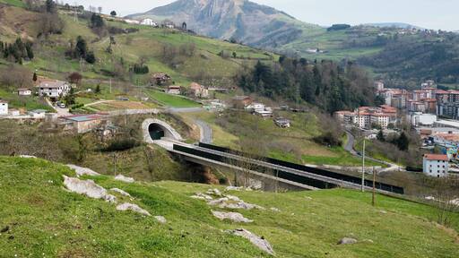 View from the San Esteban quarter of Tolosa. Construction site of the High-Speed Rail. Gipuzkoa, Spain
