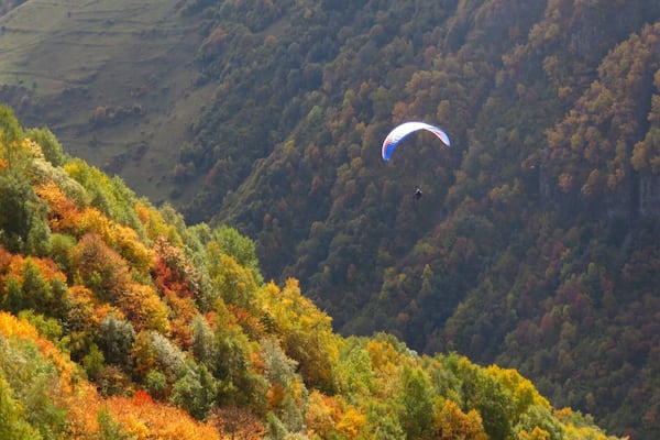 If you have ever wanted to try paragliding, it is a must in the Caucasus Mountains of Georgia. There is nothing like soaring like a bird above the autumn trees!
#Adventure Photo Contest