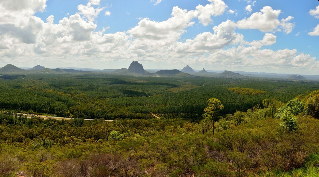 Panoramic view of Glass House Mountains in Queensland, Australia.