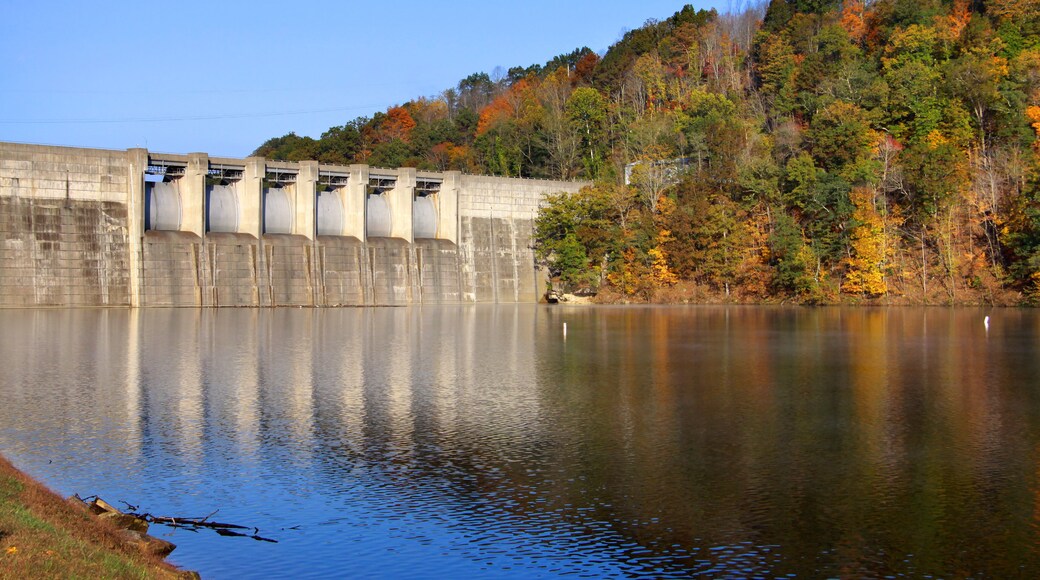Sutton reservoir and dam in autumn time