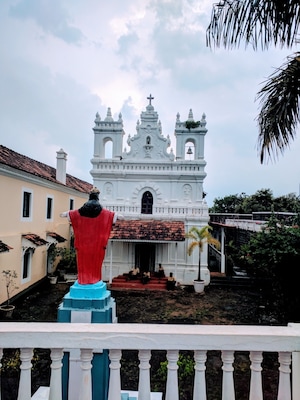 #LifeAtExpedia #Red St Andrew's Church in the center of Tiracol Fort.