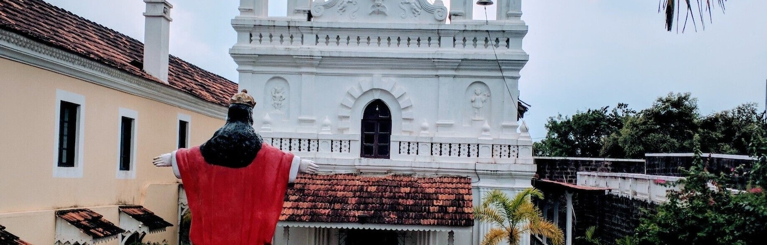 #LifeAtExpedia #Red St Andrew's Church in the center of Tiracol Fort.