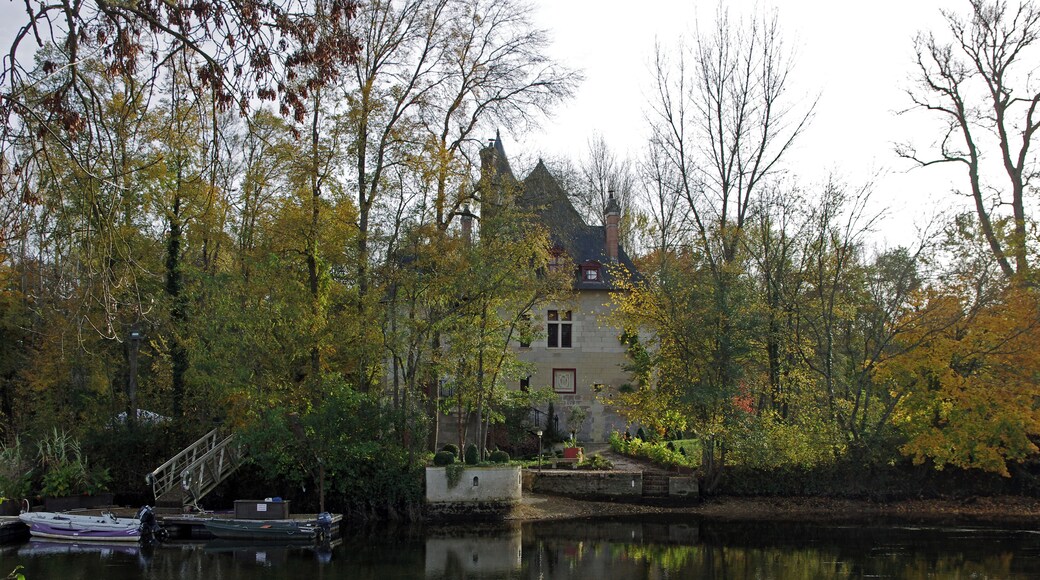 Chisseaux (Indre-et-Loire) Le Moulin-Fort, moulin fortifiรฉ du XVIe siรจcle. Il s'agit d'un moulin ร eau auquel on a ajoutรฉ des รฉlรฉments de dรฉfense : machicoulis, archรจres, tours... Il est situรฉ sur รฎle du Cher, ร proximitรฉ de l'รฉcluse ร aiguilles de Chisseaux. Ce moulin appartenait ร Diane de Poitiers. La transformation en manoir est rรฉcente. Sur la faรงade nord, on apperรงoit, un trรจs beau monogramme constituรฉ de deux D enlacรฉs avec deux plumes. C'est le monogramme de Diane de Poitiers. Il a รฉtรฉ entiรจrement refait par le scuplteur Patrick Kalita de Civray-en-Touraine. Chisseaux (Indre-et-Loire) Le Moulin Fort, fortified mill of the sixteenth century. This is a water mill with added elements of defense: machicolations, loopholes, towers ... It is situated on Island Cher River, near the lock needle Chisseaux. This mill belonged to Diane de Poitiers. The manor house transformation is recent. On the north side, we perceive, a beautiful monogram consists of two D interlaced with two feathers. This is the monogram of Diane de Poitiers. It has been completely renovated by the sculptor Patrick Kalita of Civray-de-Touraine.