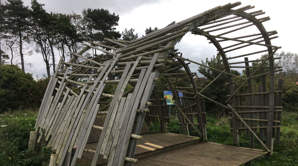 A local “art”installation, which doubles as part of a play area, up on the cliff just east of Watchet Harbour