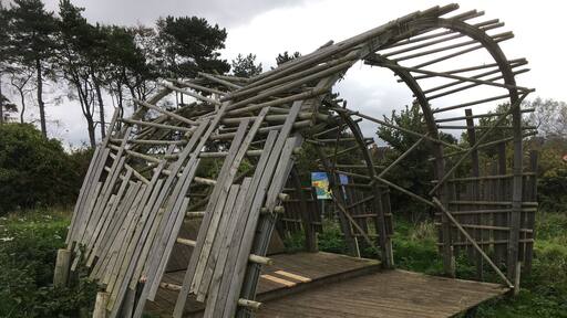 A local “art”installation, which doubles as part of a play area, up on the cliff just east of Watchet Harbour