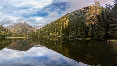Lake Etrachsee in the Austrian municipality of Krakau in the Murau district of Styria. It is 1,374 meters above sea level in the Krakau Valley, a high plateau in the Schladminger Tauern, Austria