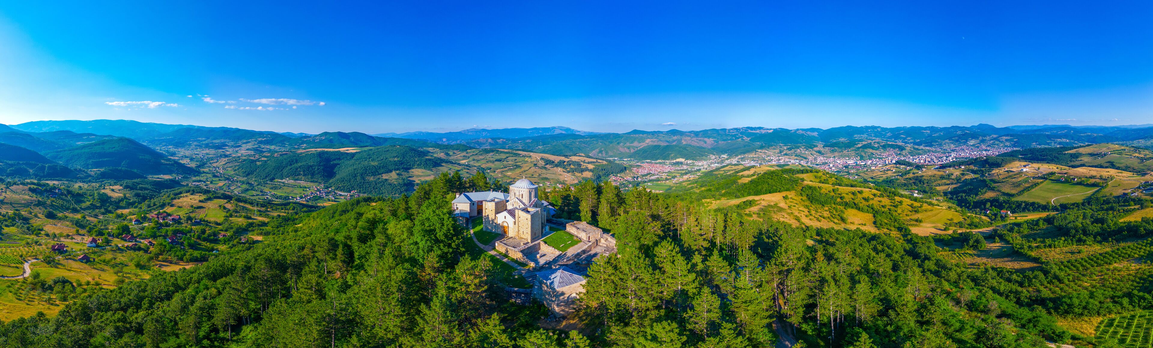 Djurdjevi Stupovi monastery in Serbia during a sunny day