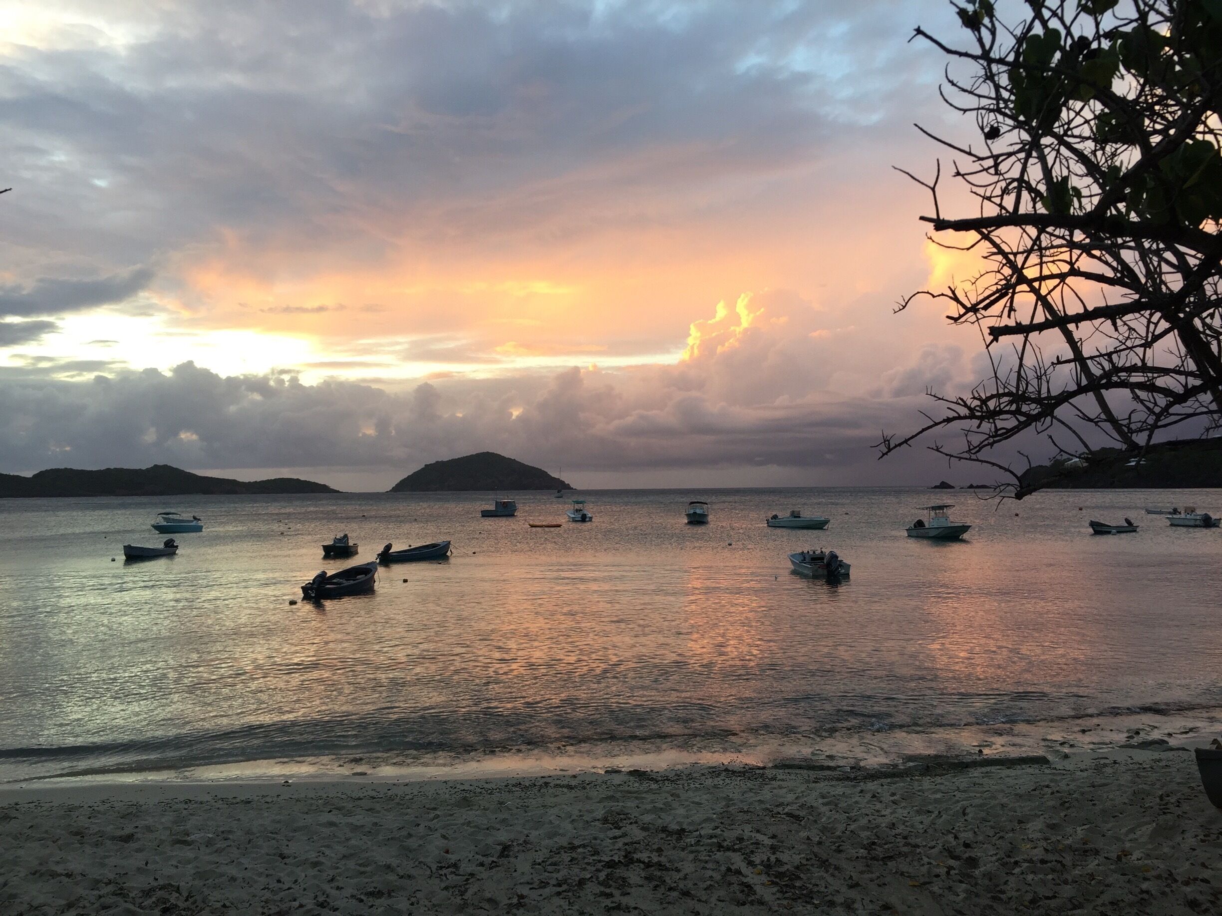 #Blue travel discovery. Sun setting at the location for night snorkeling at Red Hook Dive Center st. Thomas