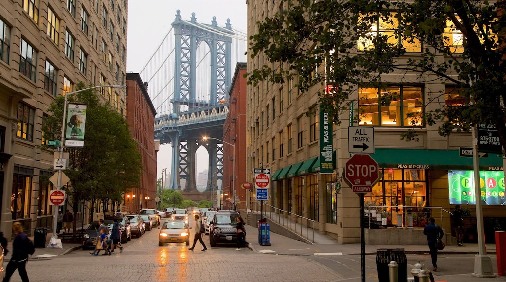 Downtown Brooklyn showing a city and a bridge