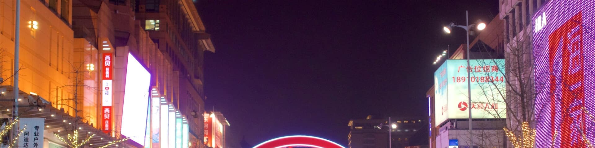 Wangfujing Street showing signage, city views and a city