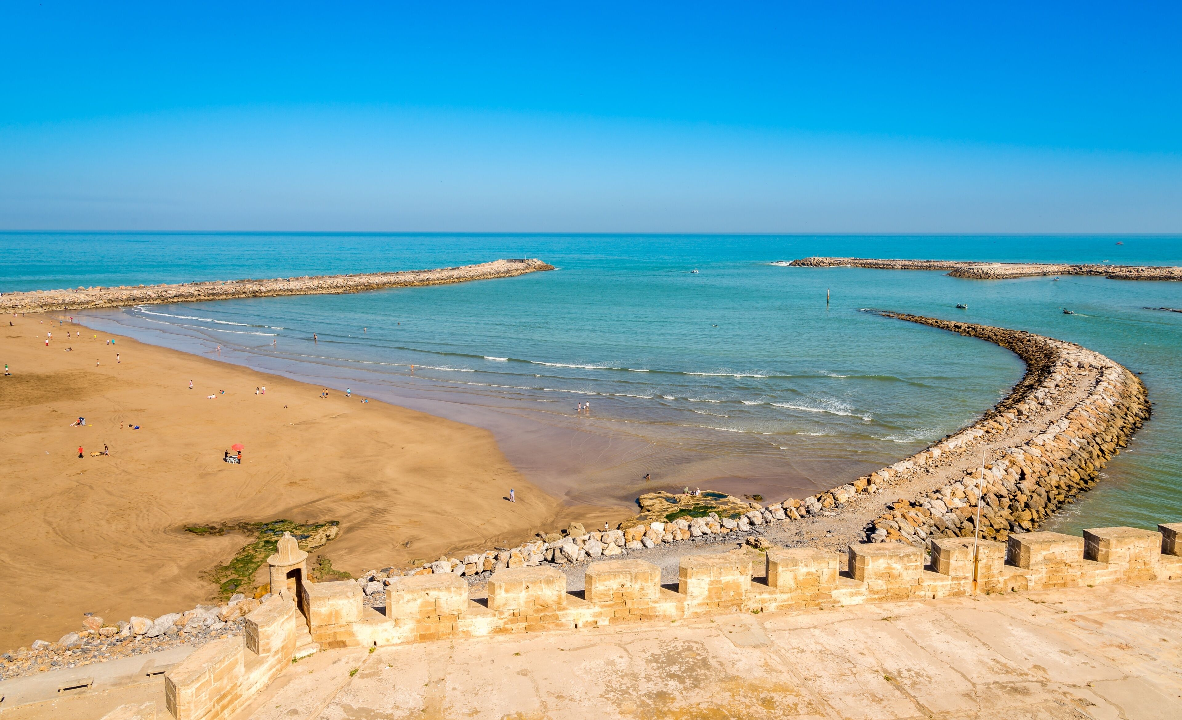 View from Kasbah of the Udayas at the river Bou Regrega and Atlantic ocean - Rabat,Morocco
