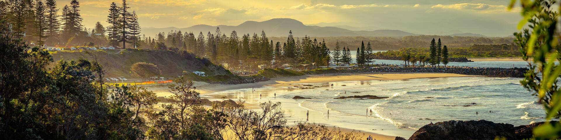 Views of the Town beach and Flagstaff Cove in Port Macquarie, NSW, Australia