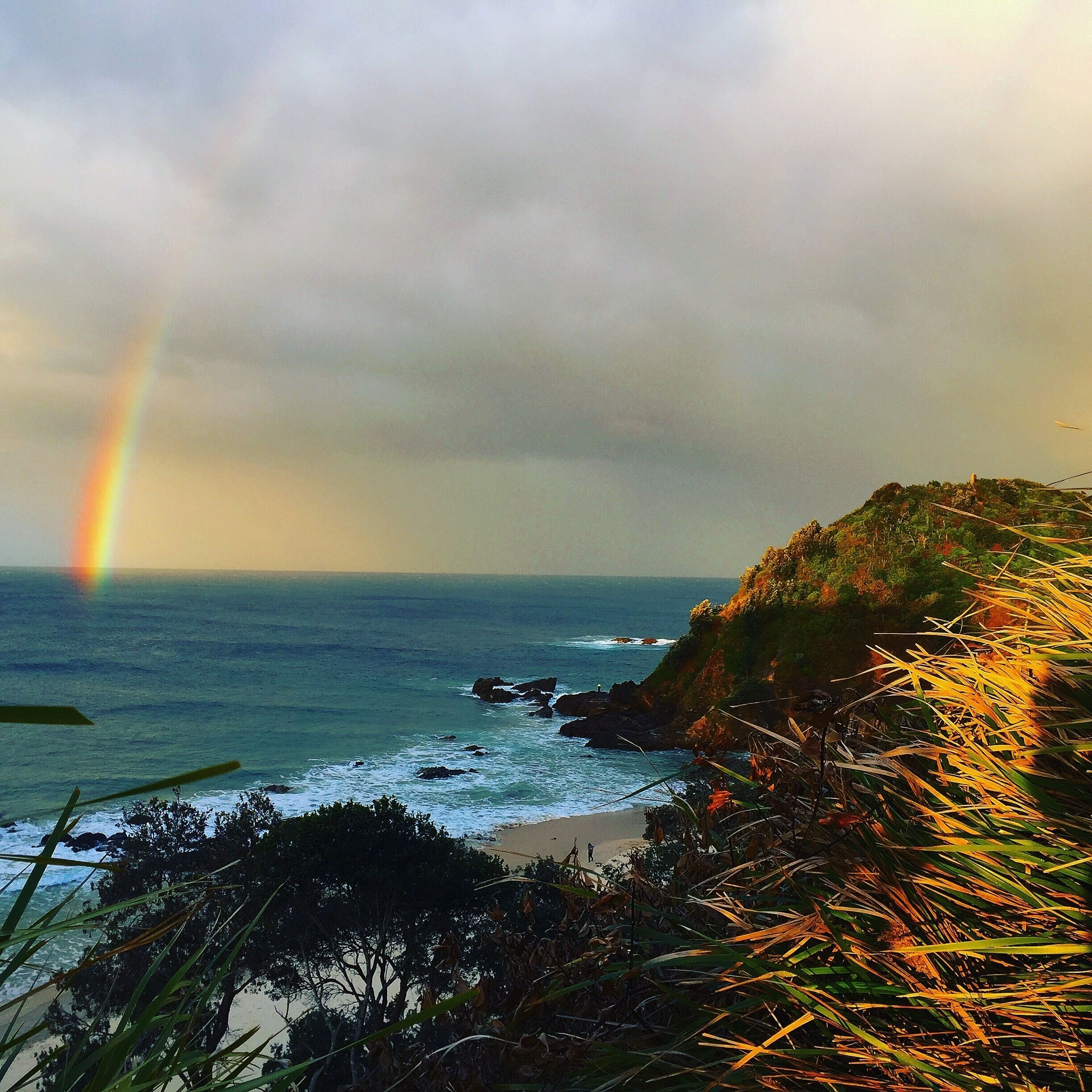 Taken from the headland overlooking Nobby's Beach, Port Macquarie, Rainbows end diving into the ocean ❤️
