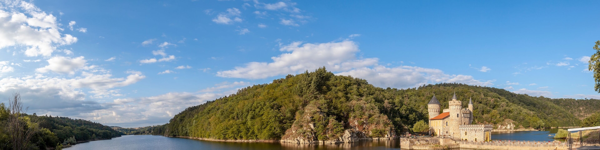 view of the magnificent castle Chateau de la Roche in the Loire Valley
