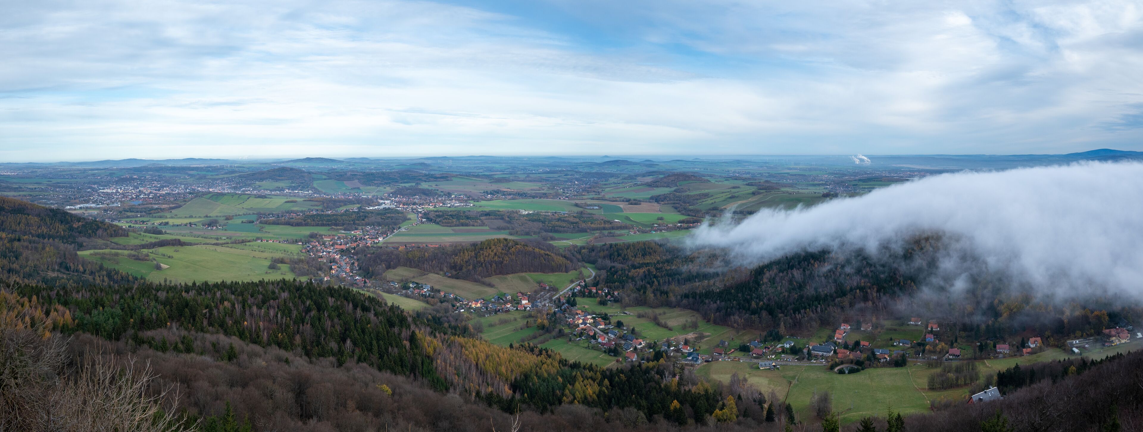 Lusatian Mountains on the border between Germany and the Czech Republic pictured from the summit of Mount Lausche (793 m).