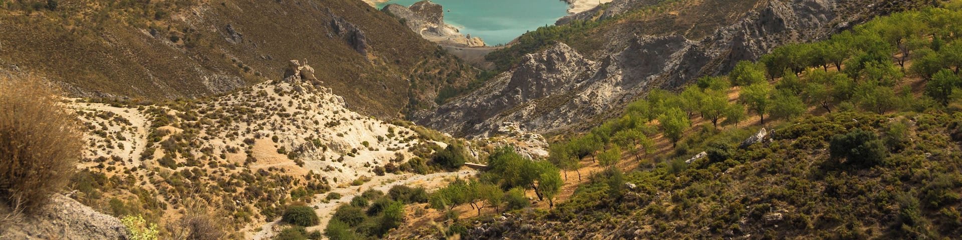 The artificial lake of Güejar Sierra ("Embalse de Canales"), Sierra Nevada, Andalusia, Spain.