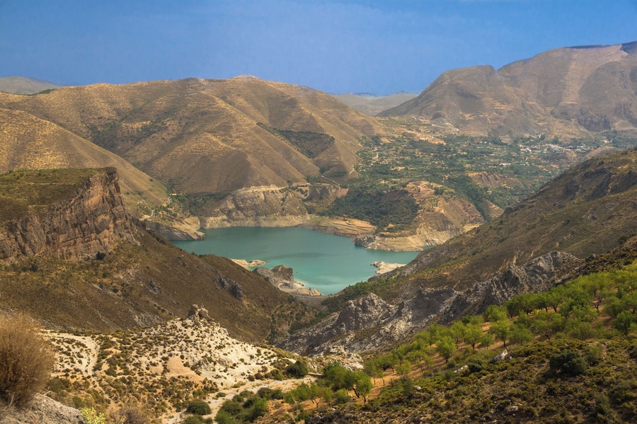 The artificial lake of Güejar Sierra ("Embalse de Canales"), Sierra Nevada, Andalusia, Spain.