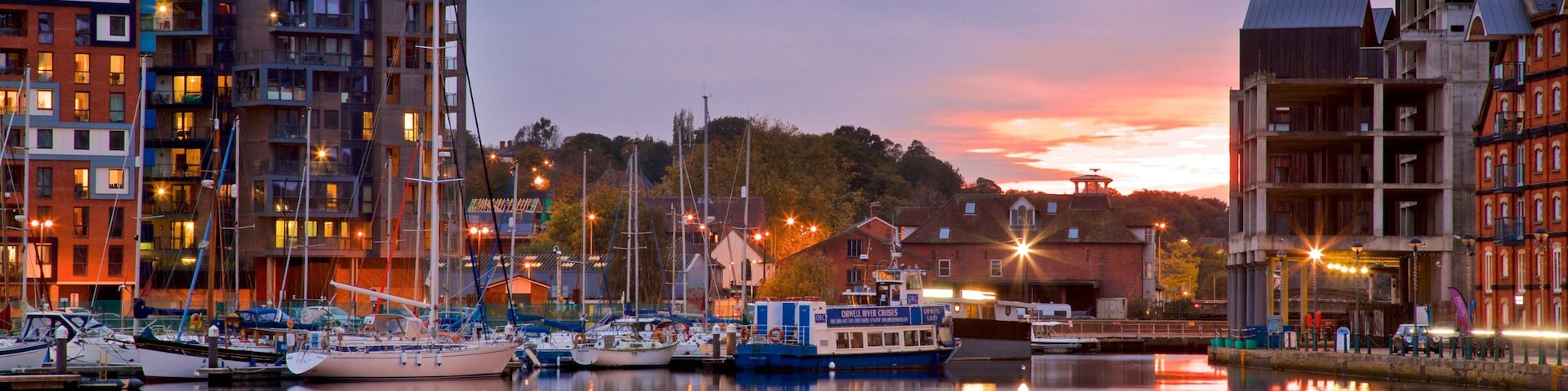 Ipswich Waterfront showing a bay or harbor and a sunset