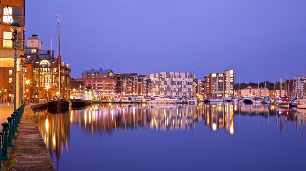 Ipswich Waterfront showing a bay or harbor and night scenes