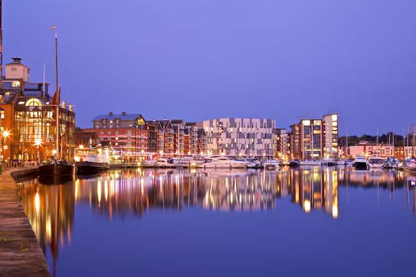 Ipswich Waterfront showing a bay or harbor and night scenes
