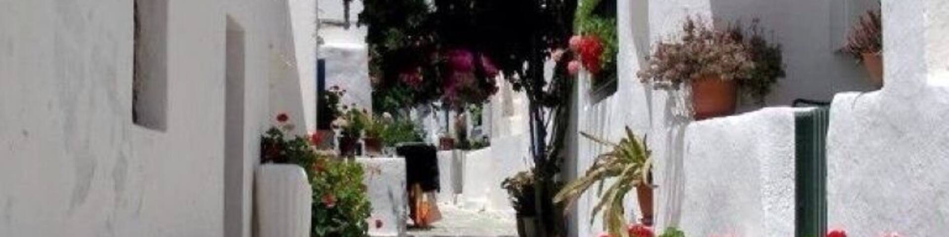 Typical Street in traditional Cycladic Style present in ALL Greek Island of the region of Cyclades.