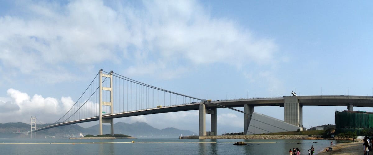 Panoramic photo of Tsing Ma Bridge, combined from 2370451143, 2371287162 and 2370452345