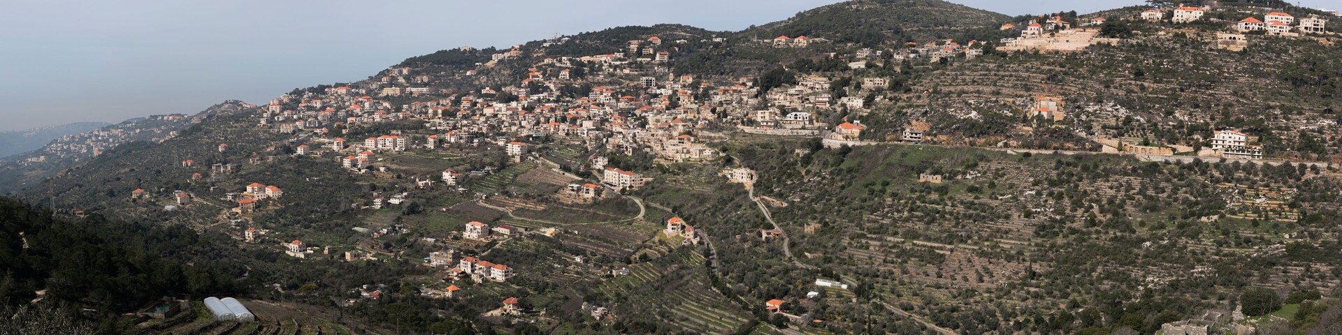 Wide view of Deir El Qamar village and old architecture in mount Lebanon Middle east