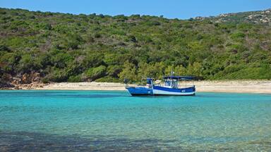 Bateaux de pêche corse sur la plage Cala di Conca
