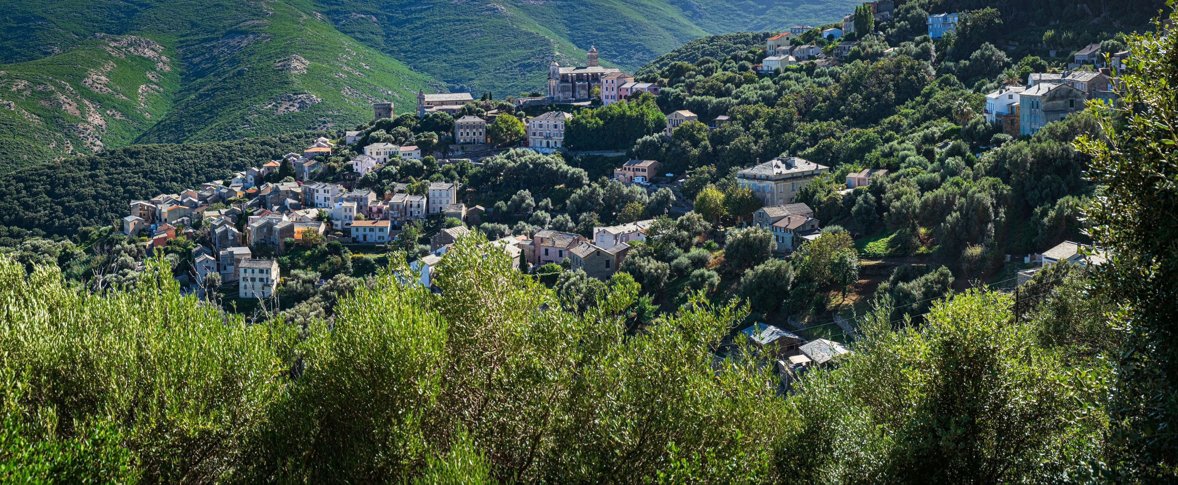 View of the village of Bettolacce in the municipality of Rogliano, Cap Corse, Corsica, France