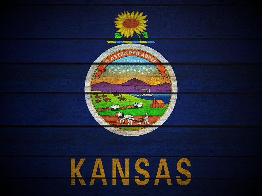 Wooden Kansas flag