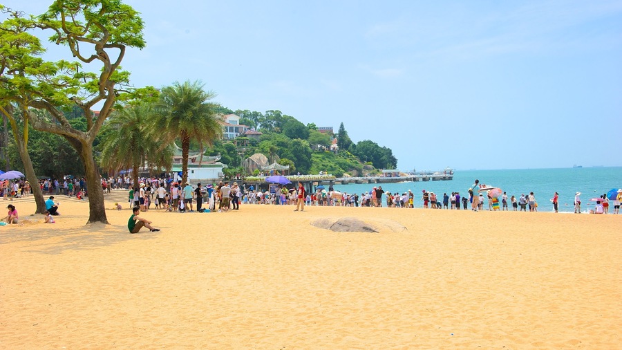 Gulangyu Island featuring tropical scenes, landscape views and a sandy beach
