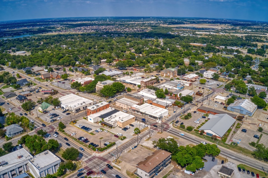 Aerial View of the DFW Suburb of Rockwall, Texas during Summer
