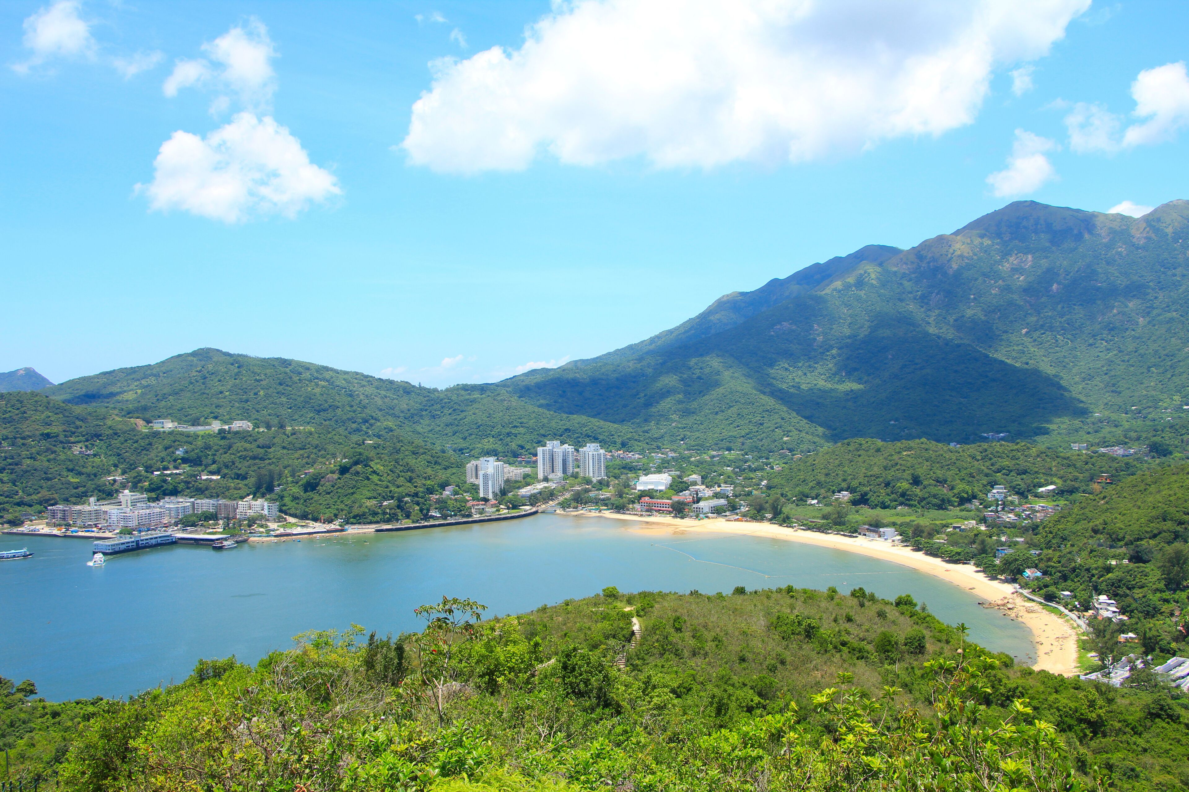 Beautiful Scenery of Mui Wo and Silvermine Beach on Lantau Island, Hong Kong