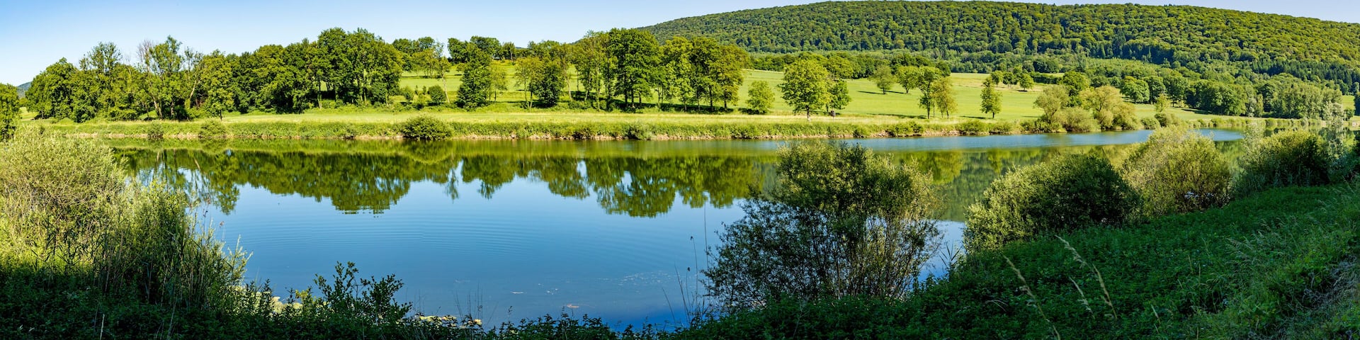 landscape in the french Jura region at river Doubs