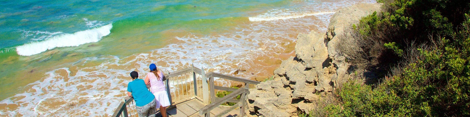 Point Lonsdale caracterizando paisagens e paisagens litorâneas assim como um pequeno grupo de pessoas