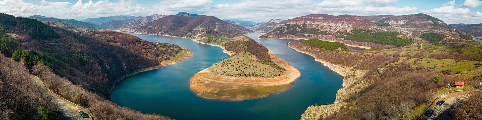 The meanders of Arda river near Ribartsi village in Bulgaria