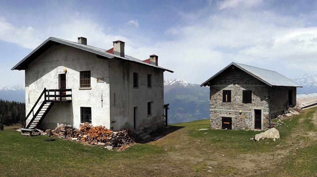 Buidings on mountain.