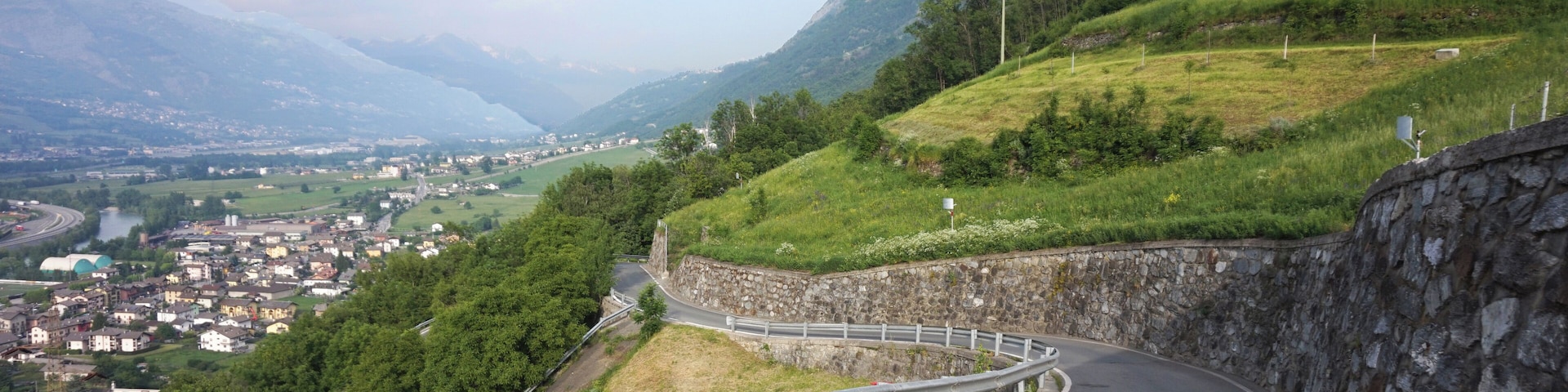 View on the street Frazione Pont Suaz, italy.