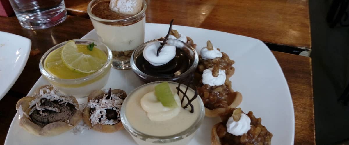 Umm. while the pizza spread is too good, the desert scene is a let down. They sure look pretty but too sweet and mar your appetite after 2/3 bites. :( #sweetspot