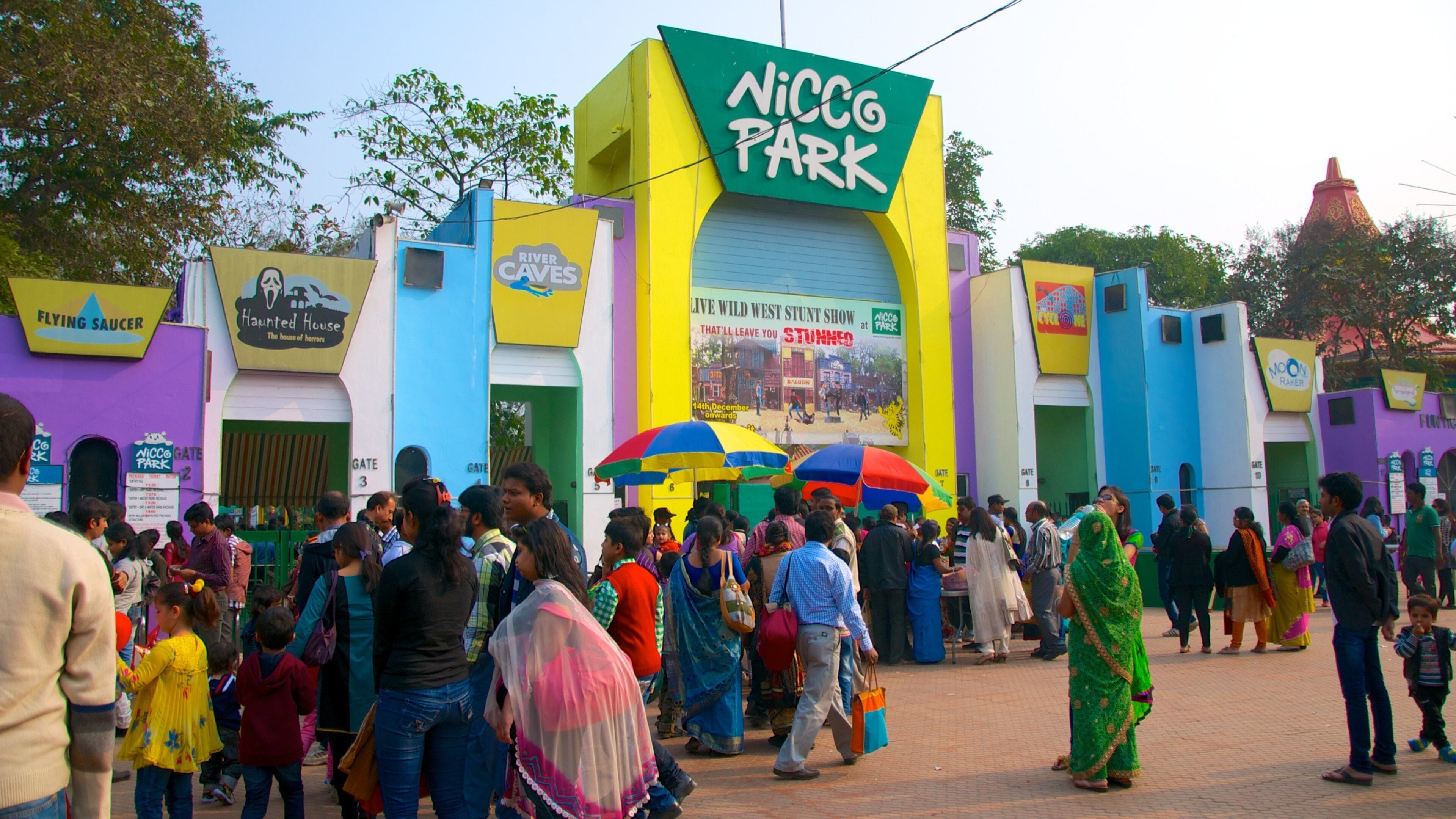 Nicco Park which includes street scenes, a park and rides