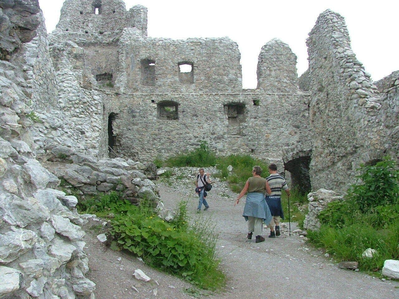 The greatest ruin in Allgäu, Burg Hohenfreyberg, inner courtyard and chapel tower.