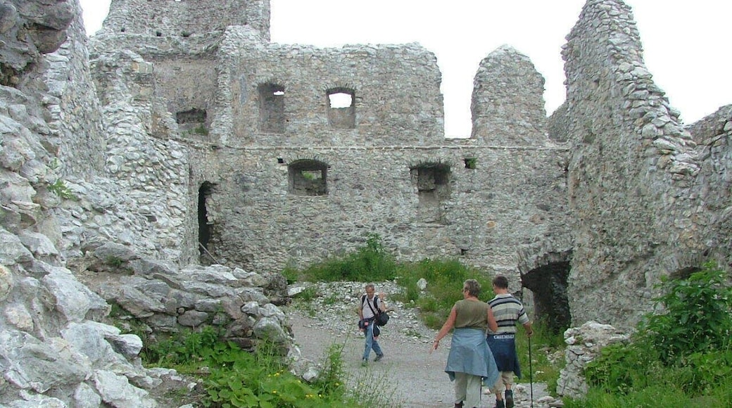 The greatest ruin in Allgäu, Burg Hohenfreyberg, inner courtyard and chapel tower.