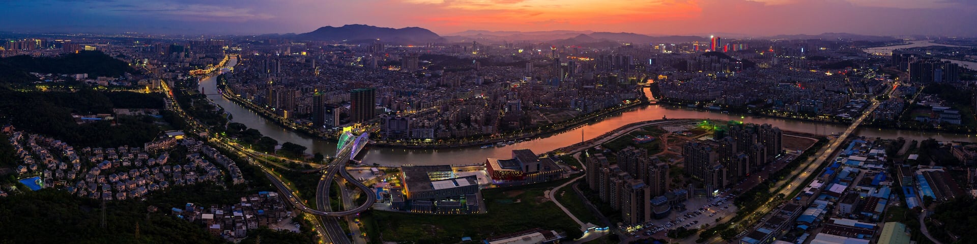 Jiangmen city, guangdong province, at night