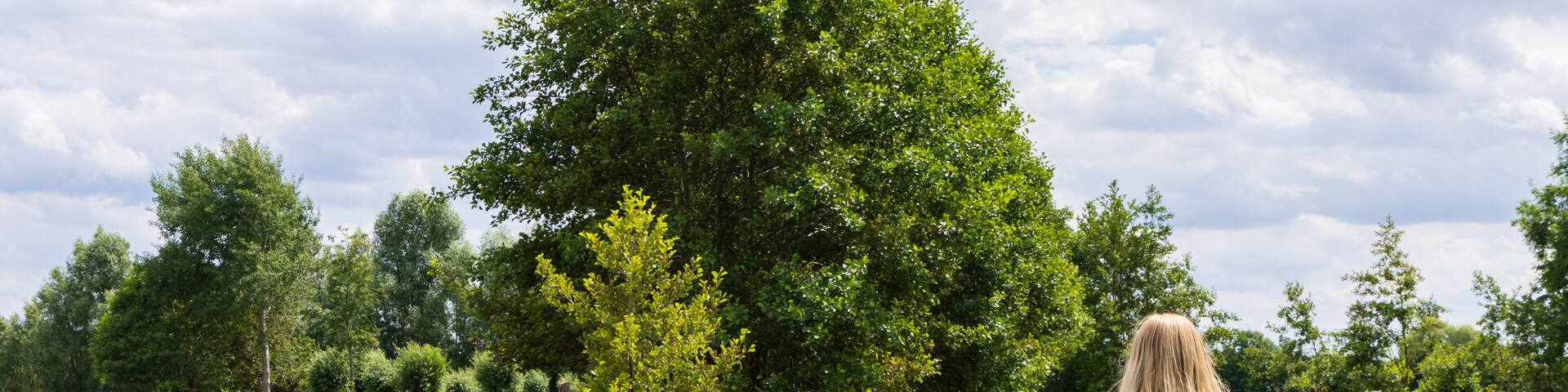 Hiking trail Glindhorsterpad one of the so called Klompenpaden or Wooden clog trails in youth village De Glind in Barneveld Gelderland in The Netherlands..