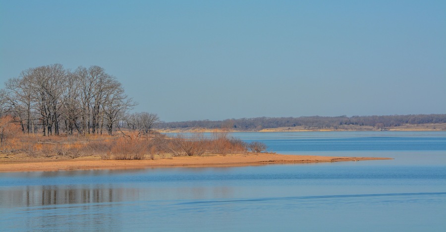 Beautiful view of Lake Texoma's Shoreline in Kingston, Bryon County, Oklahoma