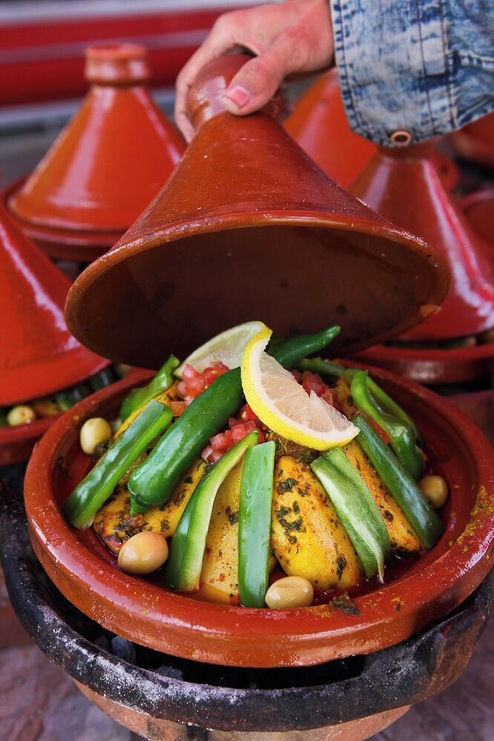 The infamous Moroccan Tagine.
Filled with fresh vegetables and meat, if you want, this typical local dish is found everywhere around the country. And every region has their own spin on it and spice blends they use.
The best thing to do is ask a local to make it - then you will get the very best tasting tagine!