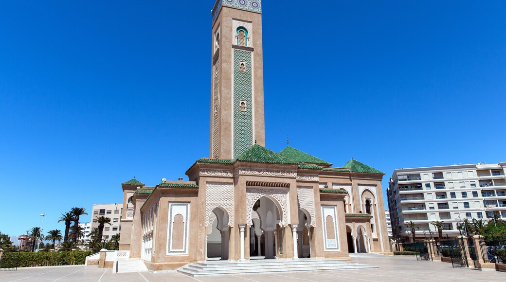 Ali Bin Abdullah Mosque in Mohammedia city on a sunny summer day. Kingdom of Morocco