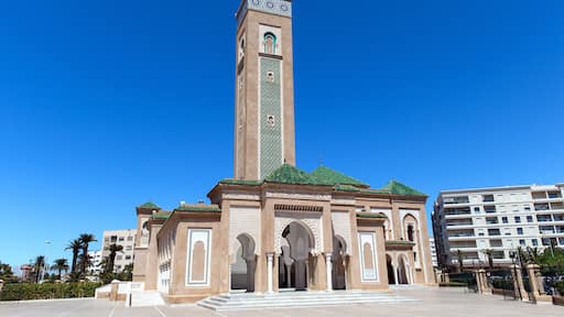 Ali Bin Abdullah Mosque in Mohammedia city on a sunny summer day. Kingdom of Morocco